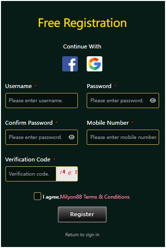 Register Milyon88